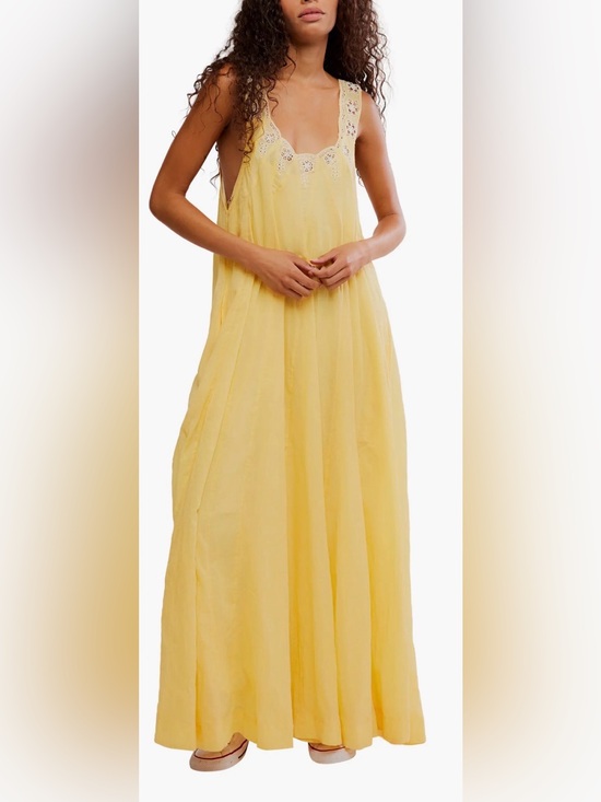 Free People Dresses & Skirts - NEW FREE PEOPLE To the Moon cotton yellow boho Midi Dress sz S